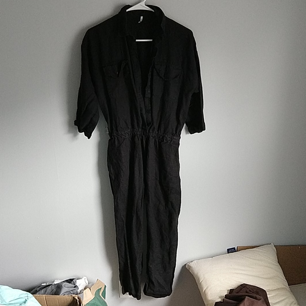 Black linen jumpsuit